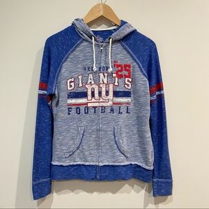 Majestic NY Giants Hooded Full Zip Sweatshirt Burnout Space Dye Size Medium